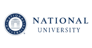 A logo of National University for our ranking of the top online colleges in California.