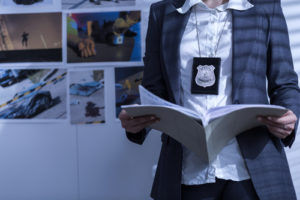 Image of police detective for our FAQ about what you can do with an online PhD in criminal justice