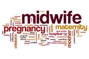 A picture of midwife-related words for our article on the educational path to becoming a midwife