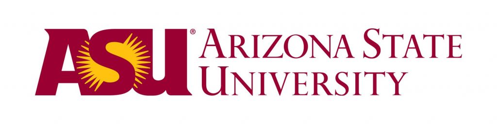 A logo of Arizona State University for our ranking of the largest online nonprofit colleges